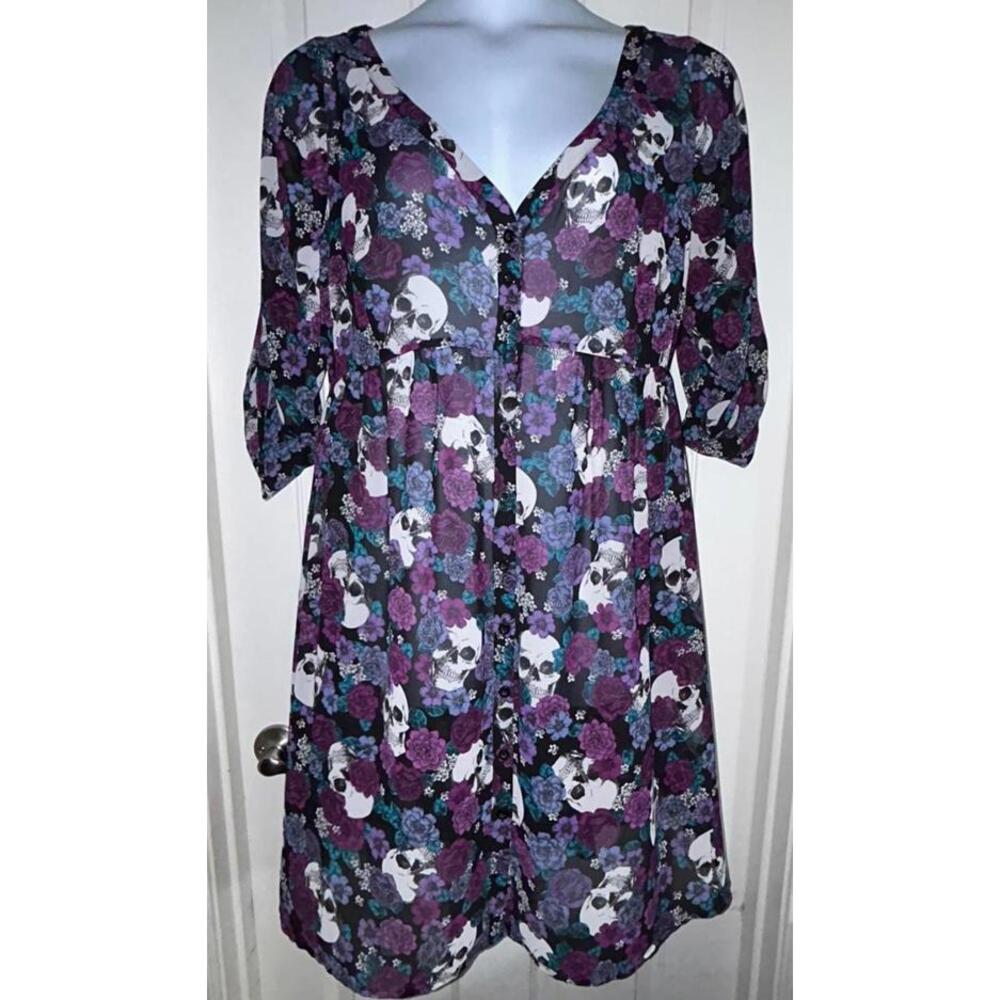Torrid Dress Sheer Skull Floral Print Sz 0